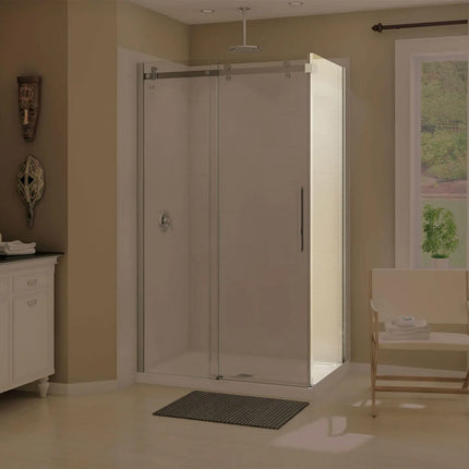 Halo Return Panel for 34 in. Base with Clear glass in Chrome - Plumbing Market