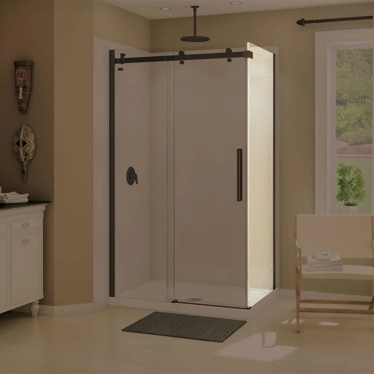 Halo Return Panel for 36 in. Base with Clear glass in Dark Bronze - Plumbing Market