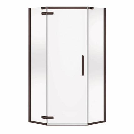 Hana Neo-angle 38 x 38 x 75 in. 8mm Pivot Shower Door for Corner Installation with Clear glass in Dark Bronze - Plumbing Market
