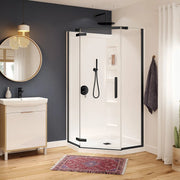 Hana Neo-angle 38 x 38 x 75 in. 8mm Pivot Shower Door for Corner Installation with Clear glass in Matte Black - Plumbing Market