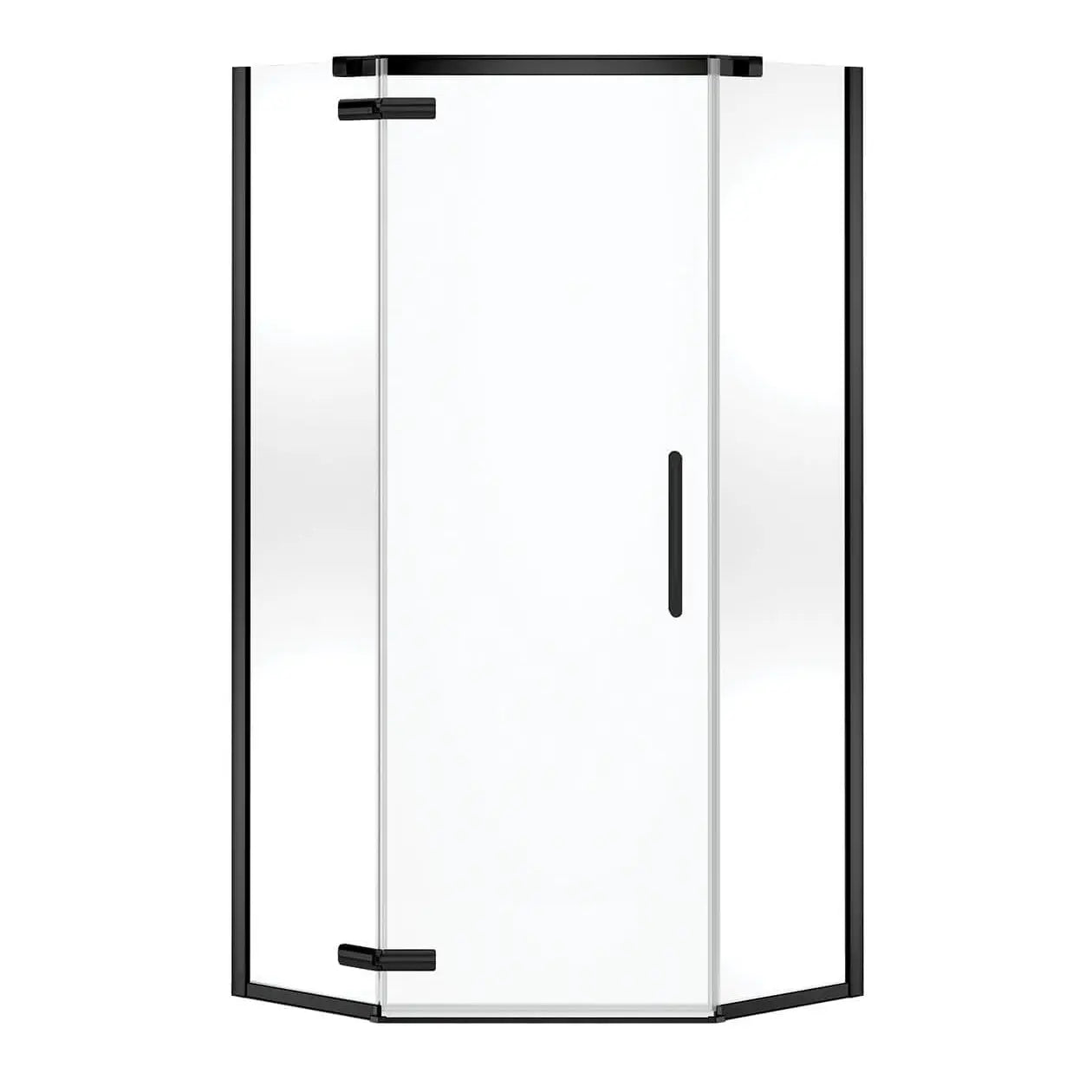 Hana Neo-angle 38 x 38 x 75 in. 8mm Pivot Shower Door for Corner Installation with Clear glass in Matte Black - Plumbing Market