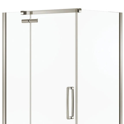 Hana Rectangular 42 x 34 x 75 in. 8mm Pivot Shower Door for Corner Installation with Clear glass in Brushed Nickel - Plumbing Market