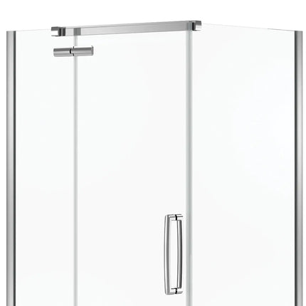 Hana Rectangular 42 x 34 x 75 in. 8mm Pivot Shower Door for Corner Installation with Clear glass in Chrome - Plumbing Market