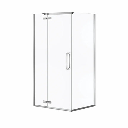 Hana Rectangular 42 x 34 x 75 in. 8mm Pivot Shower Door for Corner Installation with Clear glass in Chrome - Plumbing Market