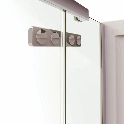 Hana Rectangular 42 x 34 x 75 in. 8mm Pivot Shower Door for Corner Installation with Clear glass in Chrome - Plumbing Market