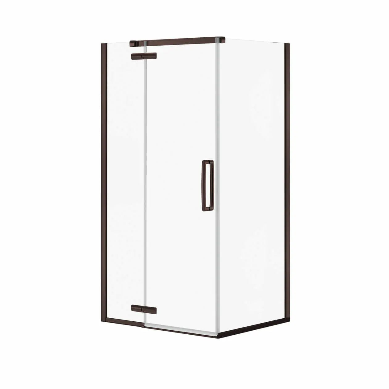 Hana Rectangular 42 x 34 x 75 in. 8mm Pivot Shower Door for Corner Installation with Clear glass in Dark Bronze - Plumbing Market