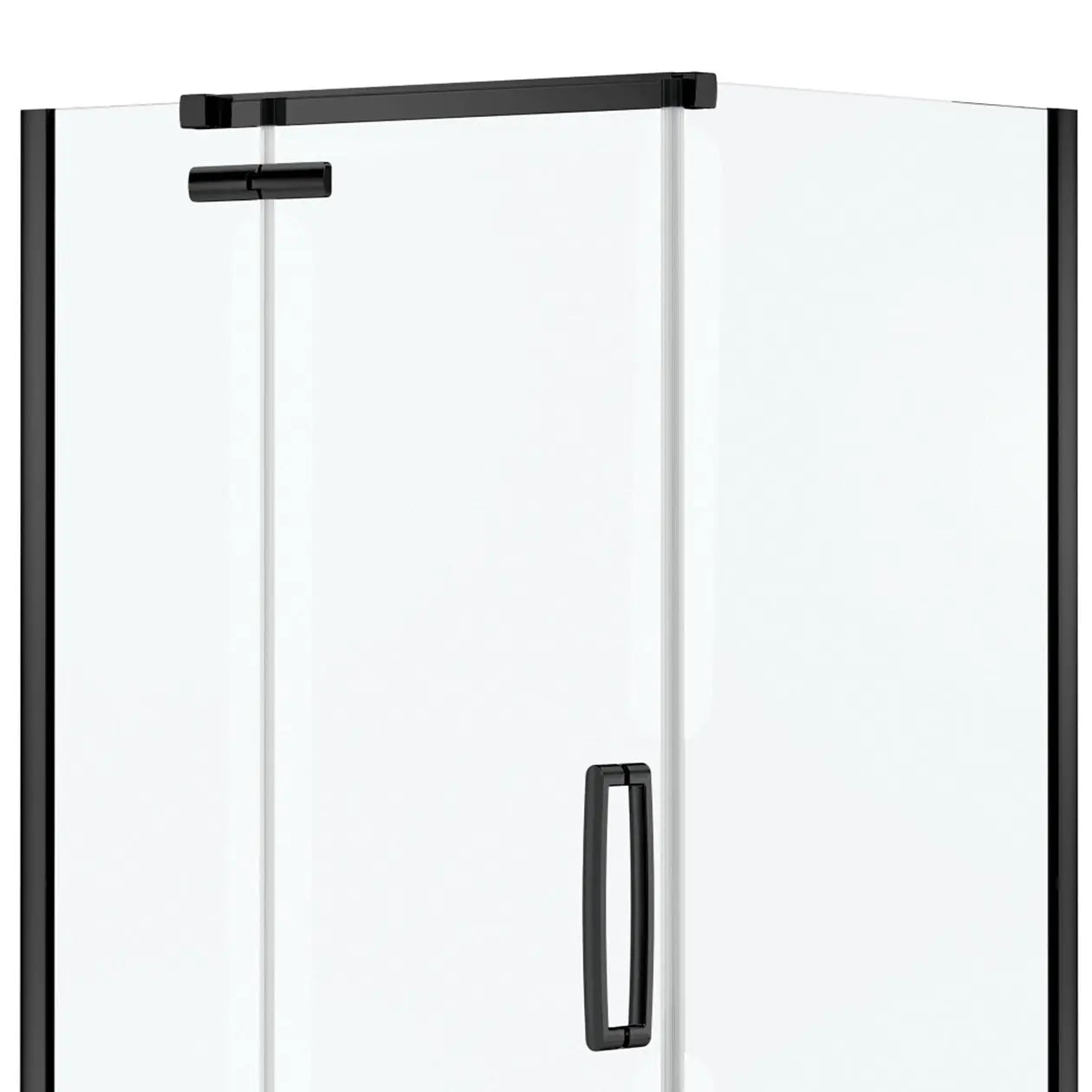 Hana Rectangular 42 x 34 x 75 in. 8mm Pivot Shower Door for Corner Installation with Clear glass in Matte Black - Plumbing Market
