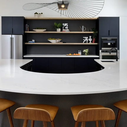 Hanstone Chantilly Crisp White Quartz with Feathery Charcoal Veins - Plumbing Market