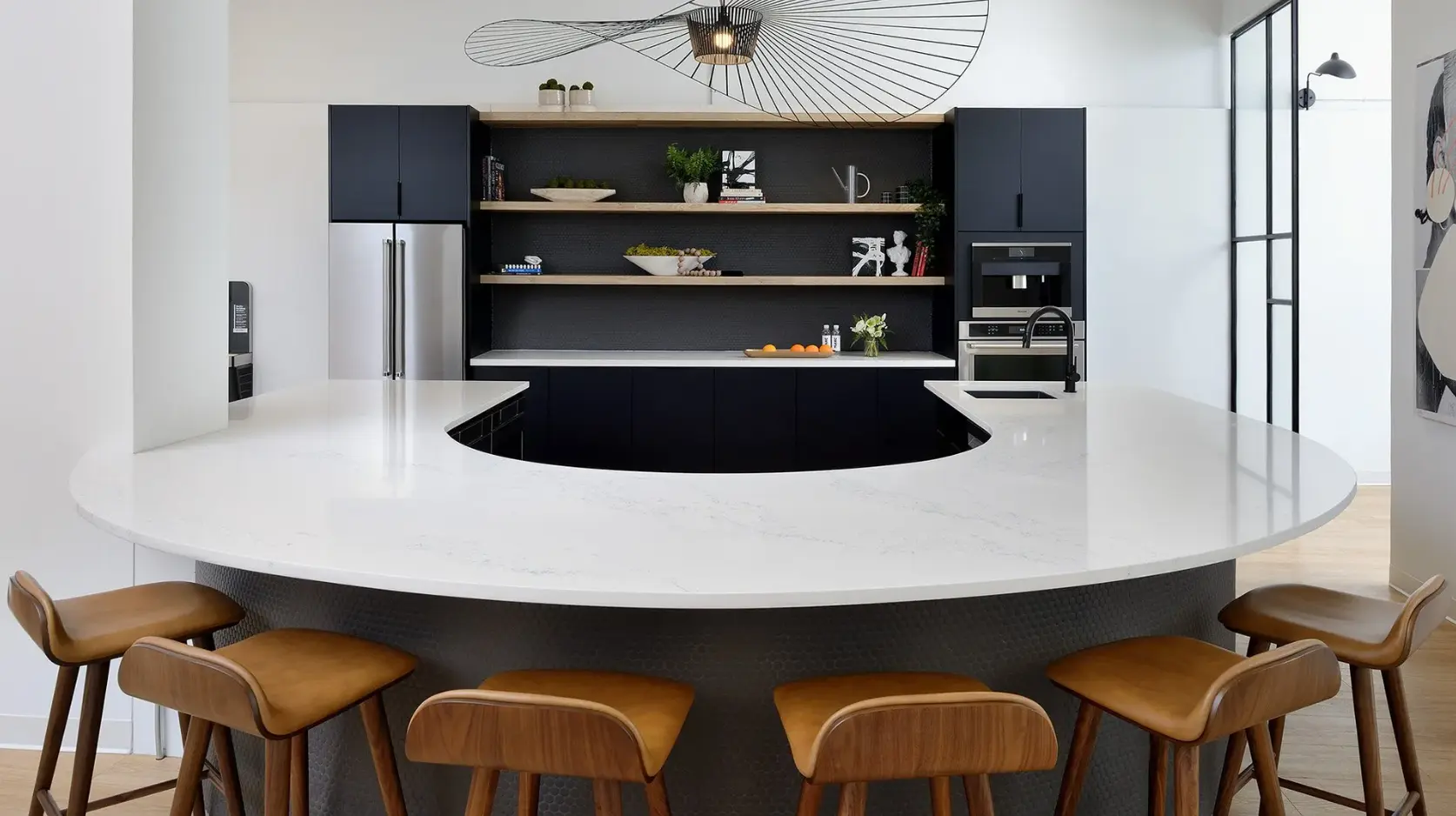 Hanstone Chantilly Crisp White Quartz with Feathery Charcoal Veins - Plumbing Market
