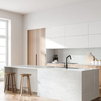 Hanstone Eden Quartz Polished White & Grey Jumbo Slab - Plumbing Market