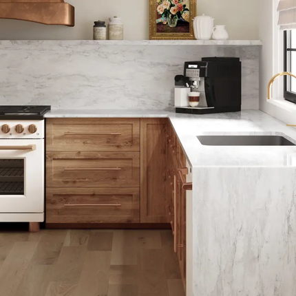 Hanstone Elba White Polished White & Grey Quartz Slab - Plumbing Market