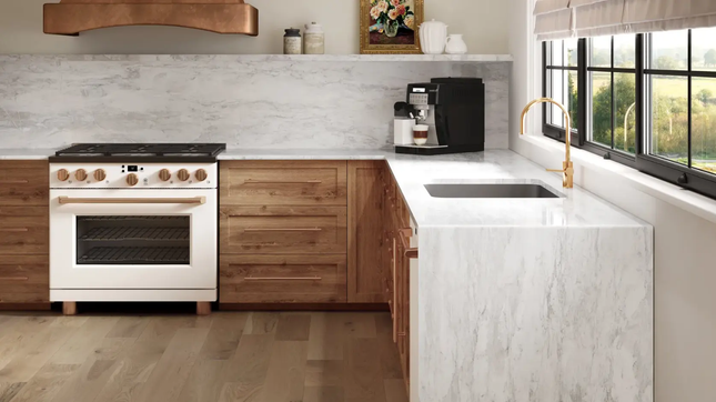 Hanstone Elba White Polished White & Grey Quartz Slab - Plumbing Market