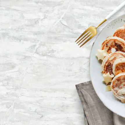 Hanstone Elba White Polished White & Grey Quartz Slab - Plumbing Market