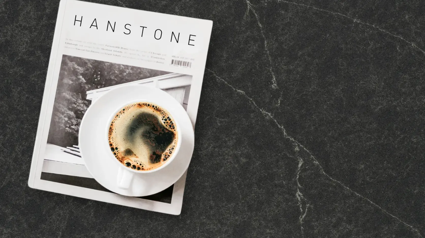 Hanstone Markina Quartz Black Slab with Organic White Veining - Plumbing Market