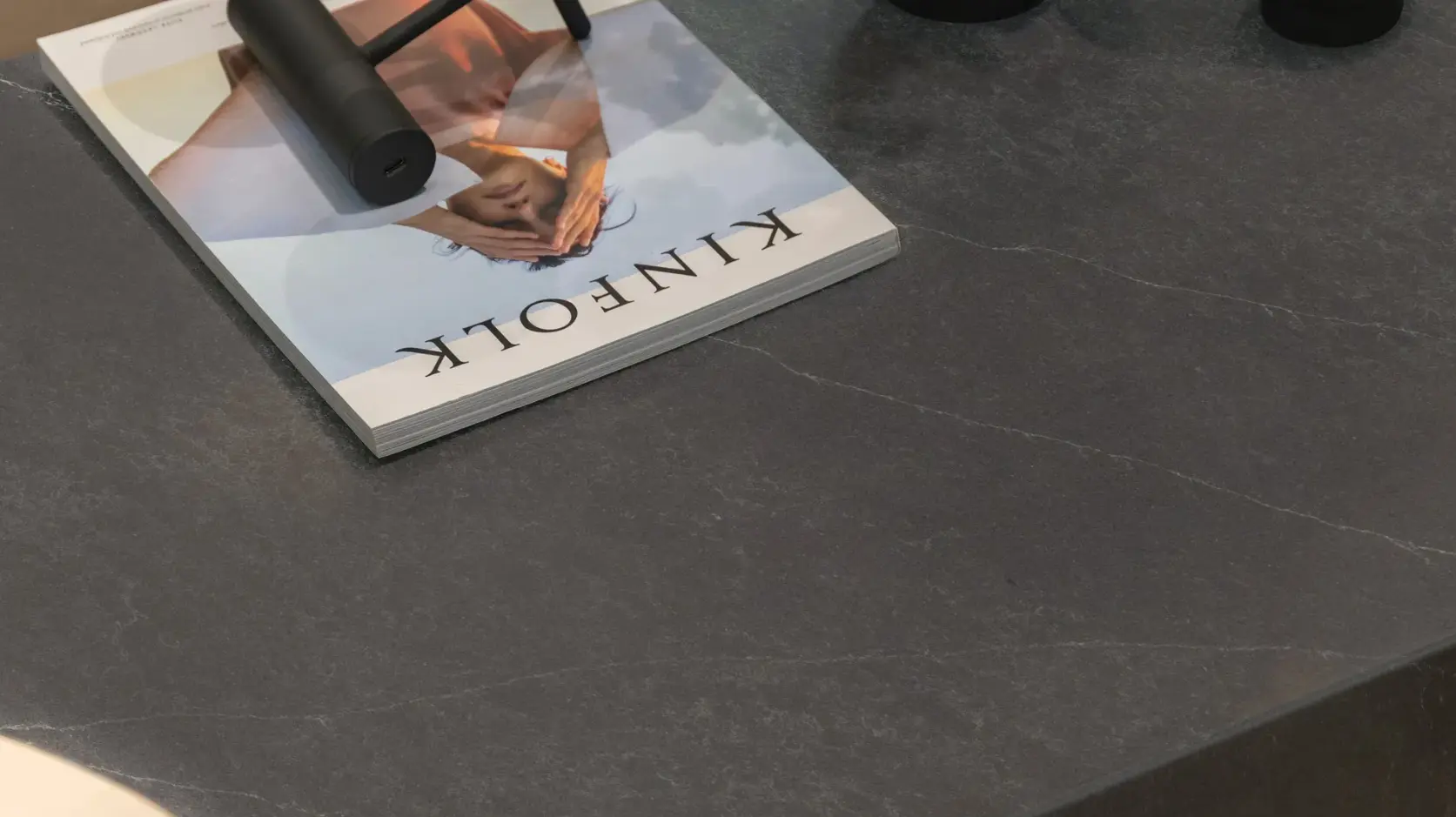 Hanstone Markina Quartz Black Slab with Organic White Veining - Plumbing Market