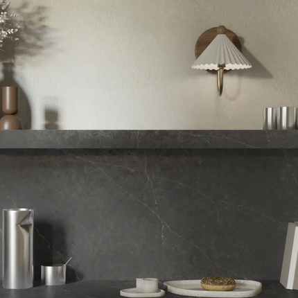 Hanstone Markina Quartz Black Slab with Organic White Veining - Plumbing Market