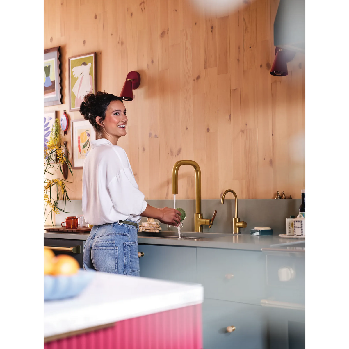 Moen Tenon Single-Handle High-Arc Pulldown Kitchen Faucet S74001 in Brushed Gold (S74001BG) - view 6