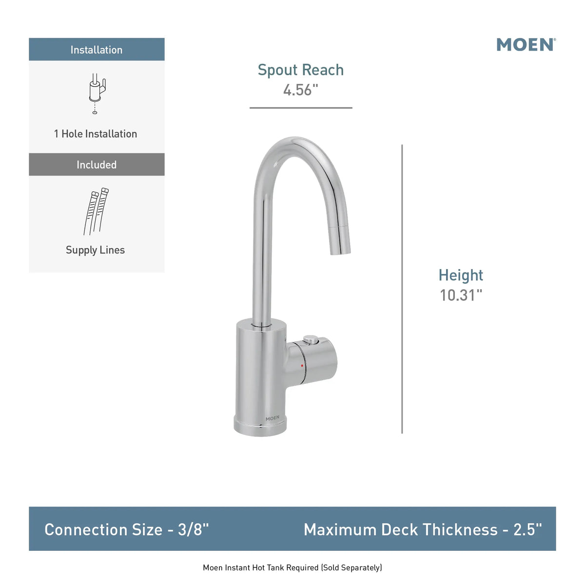 Moen Sip Modern Single-Handle High-Arc Undermount Beverage Faucet IH7660 in Spot Resist Stainless (IH7660SRS) - view 4