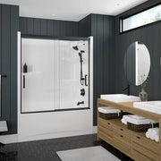 Incognito 57 51-54 x 56 ¾ in. 8mm Bypass Tub Door for Alcove Installation with Clear glass in Matte Black - Plumbing Market
