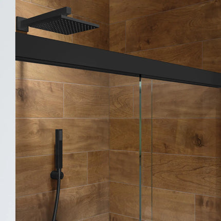 Incognito 57 56-59 x 56 ¾ in. 6 mm Bypass Tub Door for Alcove Installation with Clear glass in Matte Black - Plumbing Market