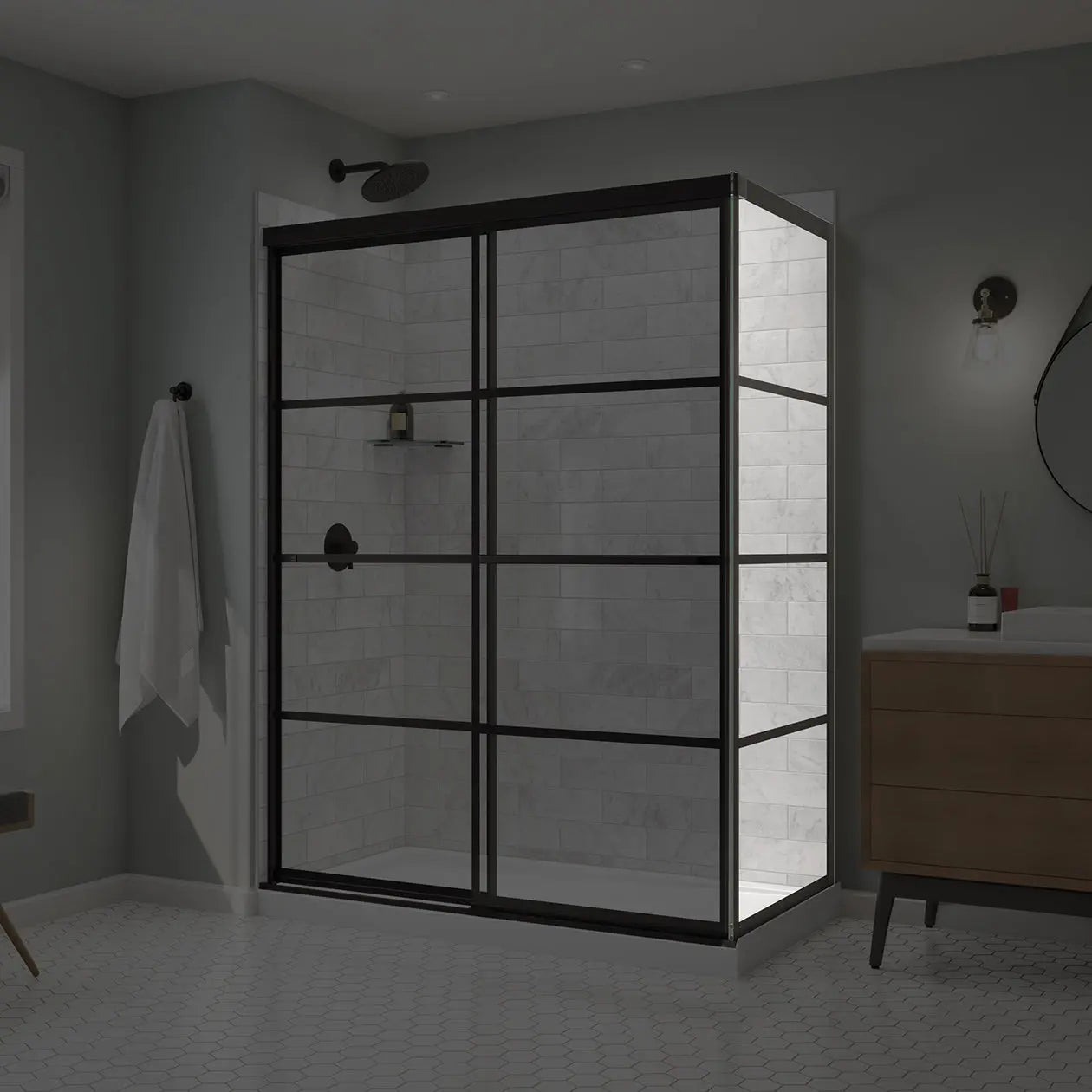 Incognito 76 Return Panel for 32 in. Base with Shaker glass in Matte Black - Plumbing Market