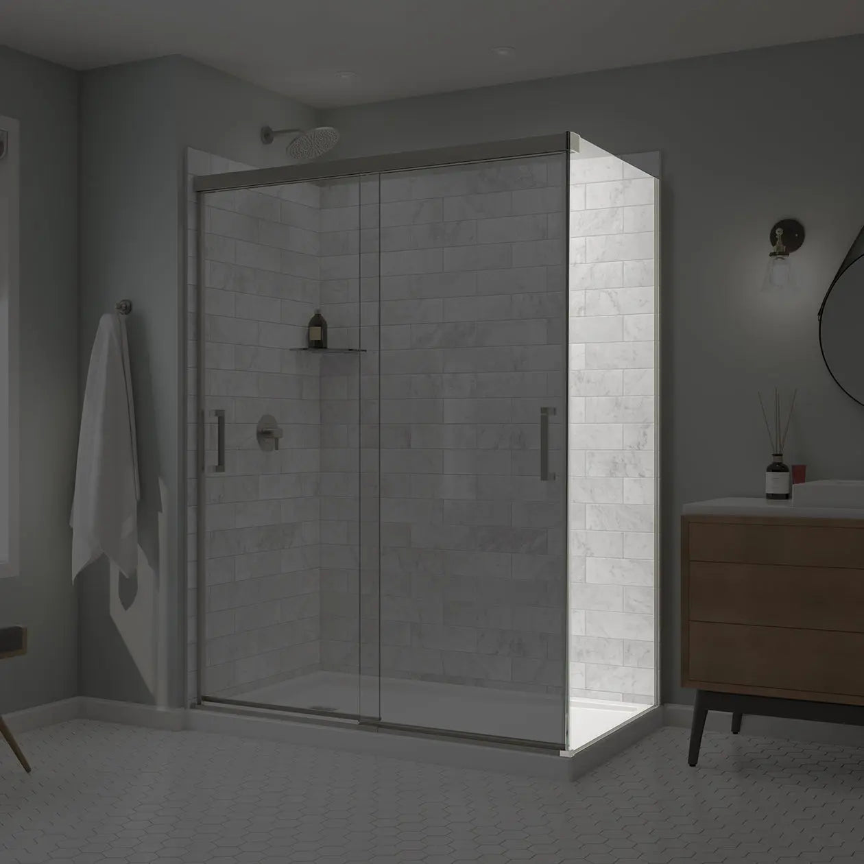 Incognito 76 Return Panel for 36 in. Base with Clear glass in Brushed Nickel - Plumbing Market