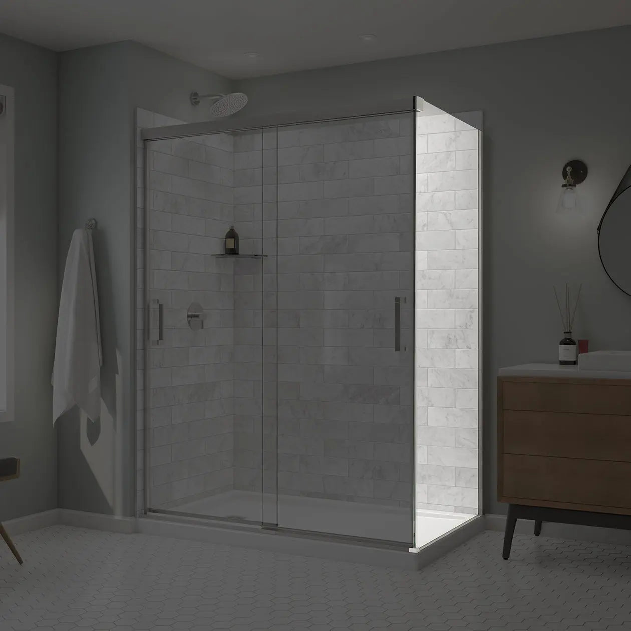 Incognito 76 Return Panel for 36 in. Base with Clear glass in Chrome - Plumbing Market