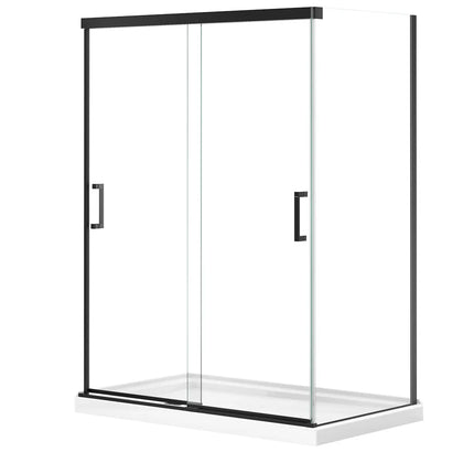 Incognito 76 Return Panel for 36 in. Base with Clear glass in Matte Black - Plumbing Market