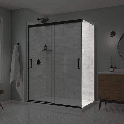 Incognito 76 Return Panel for 36 in. Base with Clear glass in Matte Black - Plumbing Market