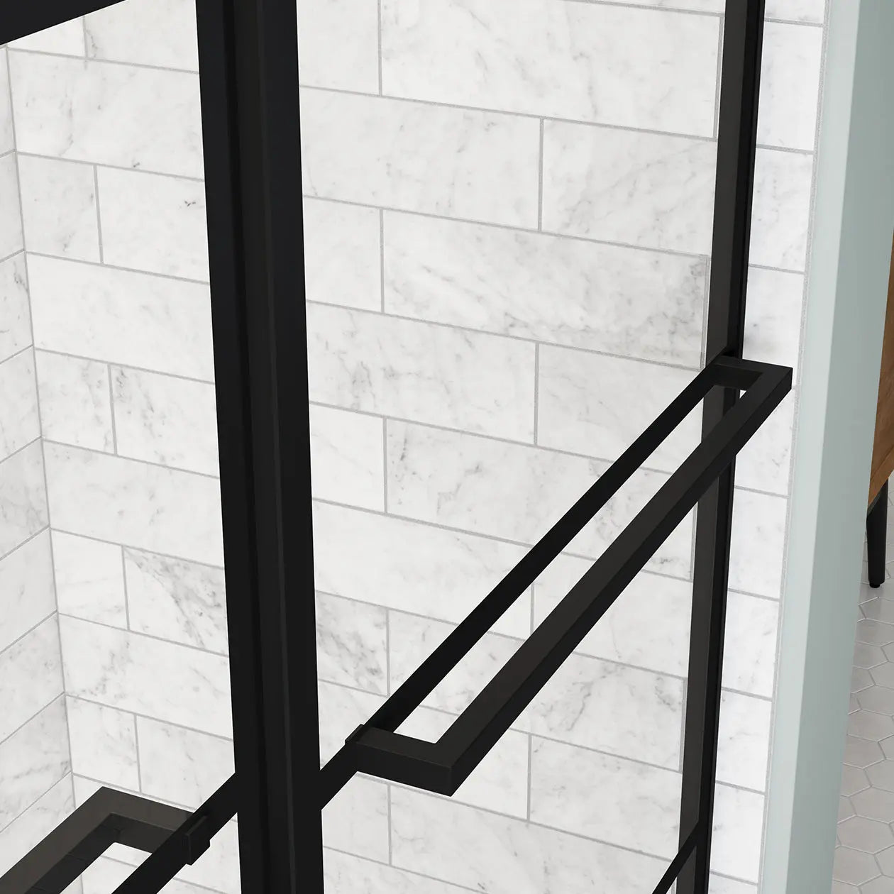 Incognito 76 Shaker 44-47 x 76 in. 8mm Bypass Shower Door for Alcove Installation with Shaker glass in Matte Black - Plumbing Market