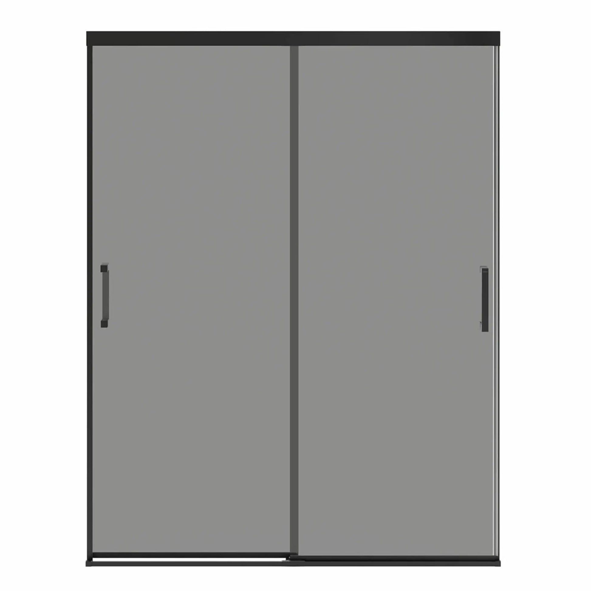 Incognito 76 Smoke 56-59 x 76 in. 8mm Bypass Shower Door for Alcove Installation with Light Smoke glass in Matte Black - Plumbing Market