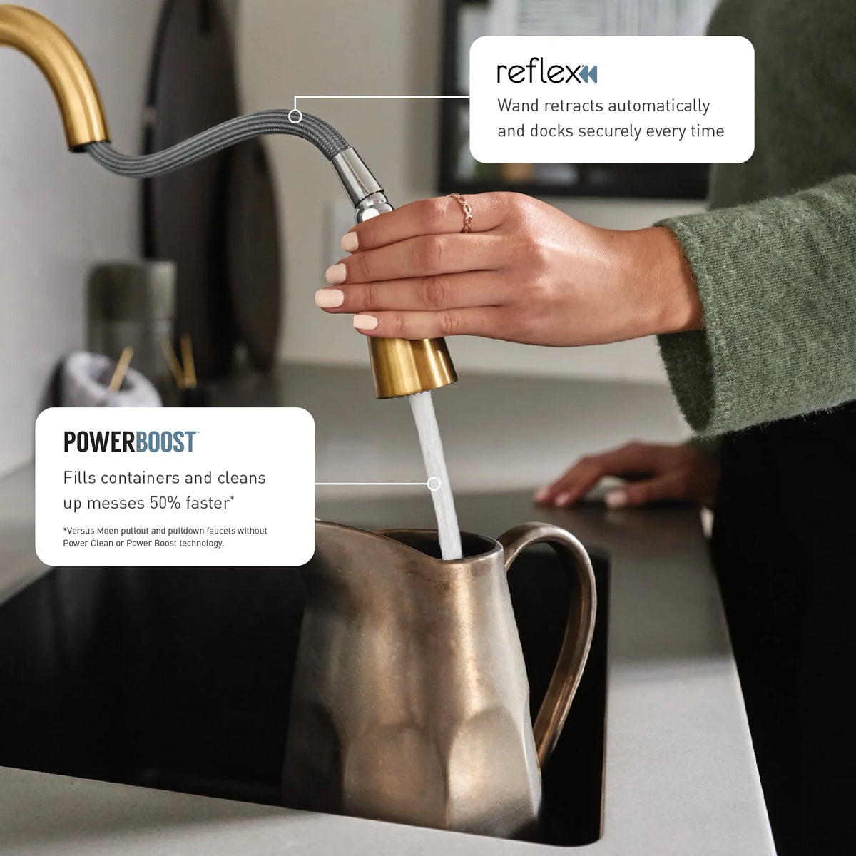 Moen Arlia Single-Handle High-Arc Pulldown Kitchen Faucet 87564 in Brushed Gold (87564BG) - view 12
