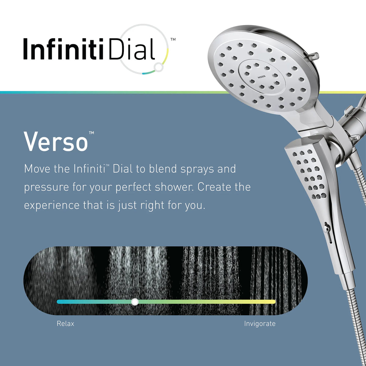 Moen Verso 7" Round Dual Head Combination Shower with Infiniti Dial In 220C3 in Brushed Nickel (220C3BN) - view 10