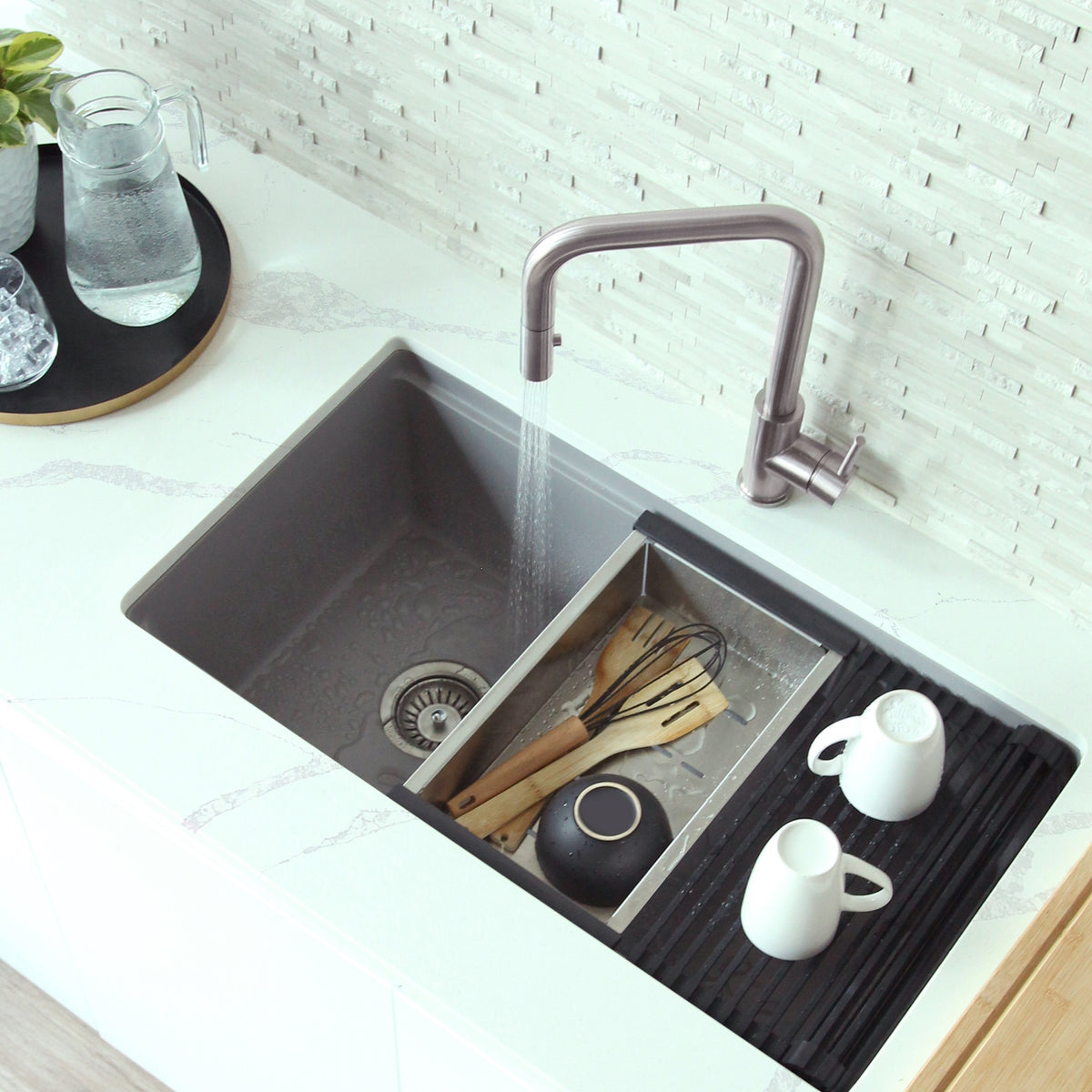 Stylish Rivo Single Handle Pull Down Kitchen Faucet Stainless Steel K-148S