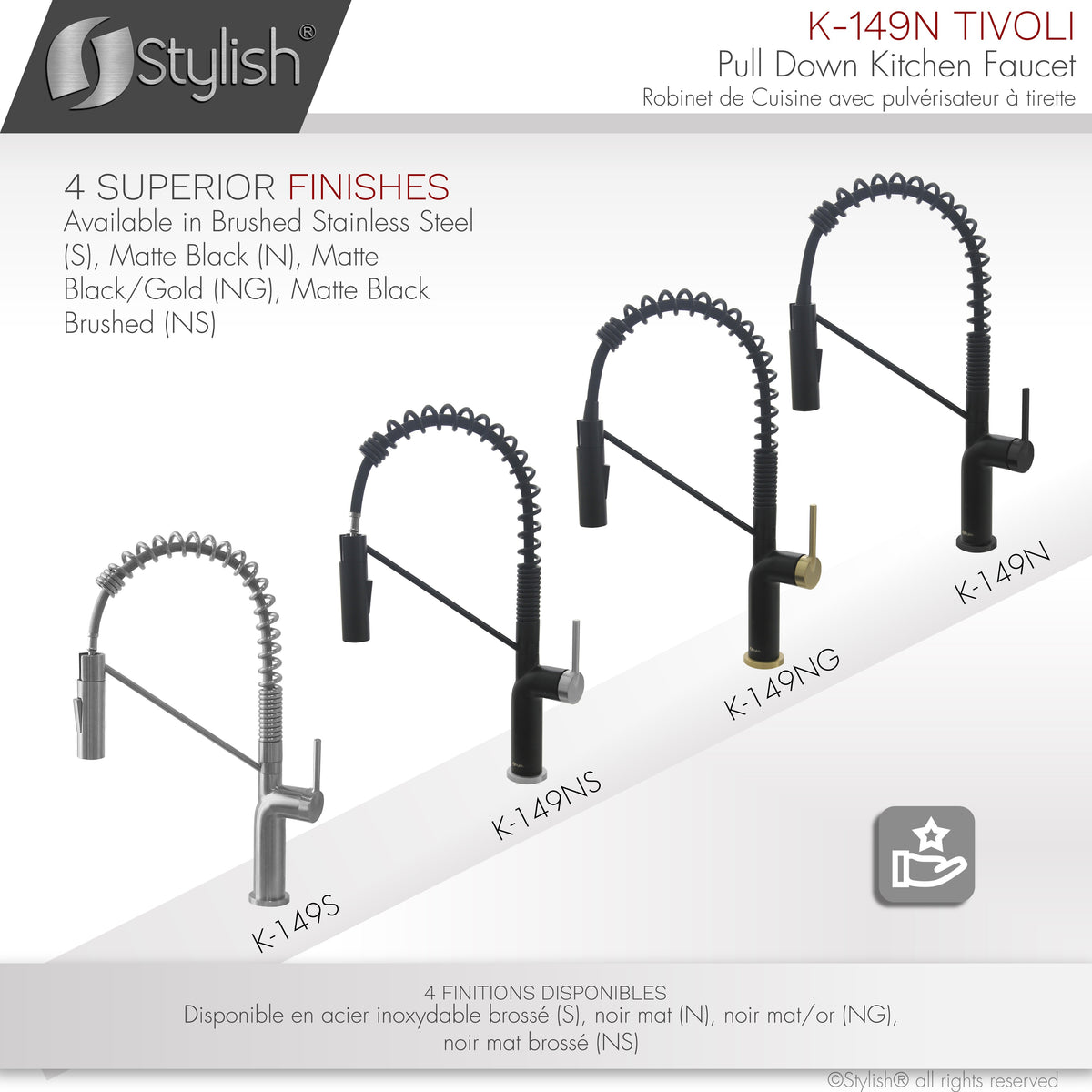 Stylish Tivoli Single Handle Pull Down Kitchen Faucet Matte Black K-149N