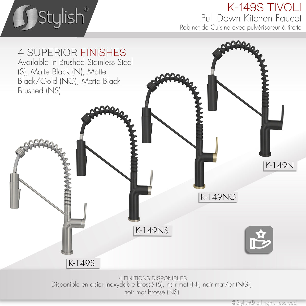 Stylish Tivoli Single Handle Pull Down Kitchen Faucet Brushed K-149S