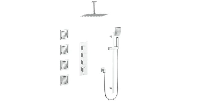 KAPFENBERG 3/4" HIGH-FLOW TH SHOWER KIT WITH BODY JETS AND 6" CEILING ARM N/A - Plumbing Market