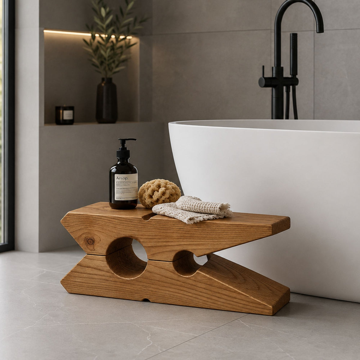 Kubebath Solid New Zealand Pine Clothes Peg Accent Bench & Coffee Table - 40'' Long - Honey Pine (KB-ST-PINE-PEG-1000) view 3