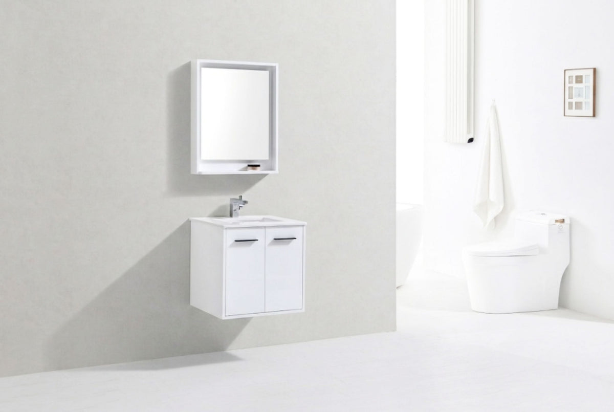 Kube Bath Bosco 24" Modern Bathroom Vanity w/ Quartz Countertop - Gloss White (KB24GW) view 6