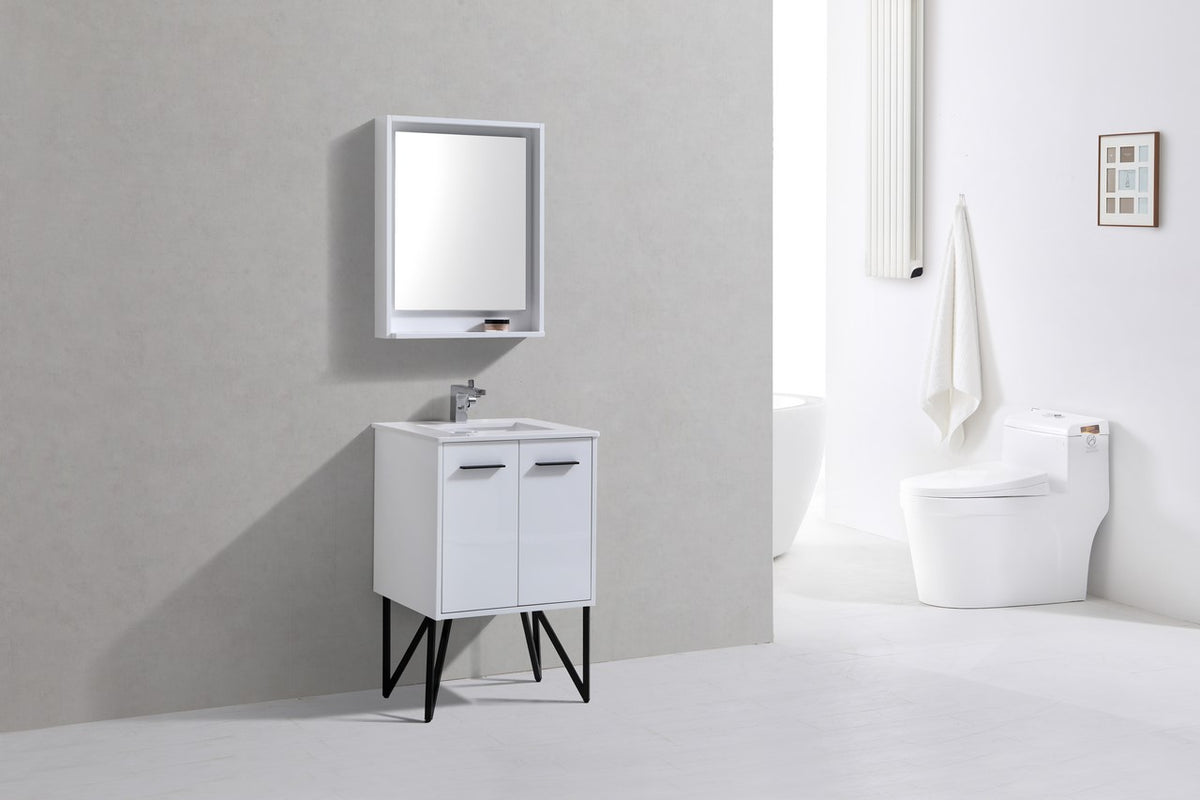 Kube Bath Bosco 24" Modern Bathroom Vanity w/ Quartz Countertop - Gloss White (KB24GW) view 2