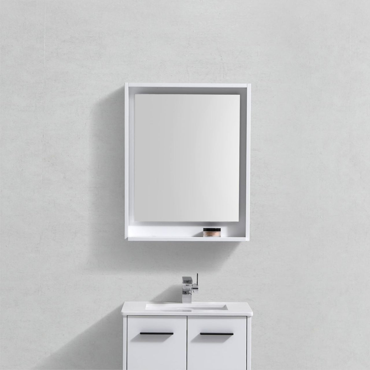 Kube Bath Bosco 24" Framed Mirror With Shelve - Gloss White (KB24GW-M) view 2