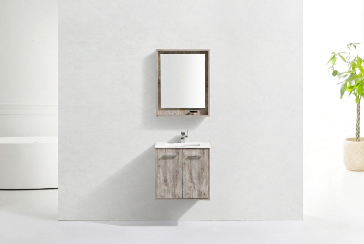 Kube Bath Bosco 24" Modern Bathroom Vanity w/ Quartz Countertop - Nature Wood (KB24NW) view 7