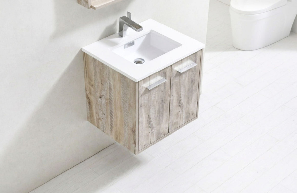 Kube Bath Bosco 24" Modern Bathroom Vanity w/ Quartz Countertop - Nature Wood (KB24NW) view 8