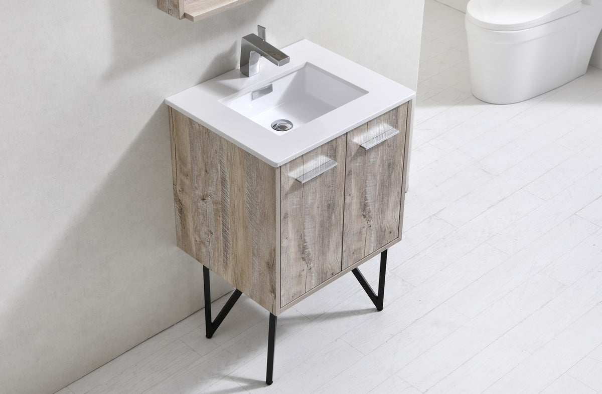 Kube Bath Bosco 24" Modern Bathroom Vanity w/ Quartz Countertop - Nature Wood (KB24NW) view 4