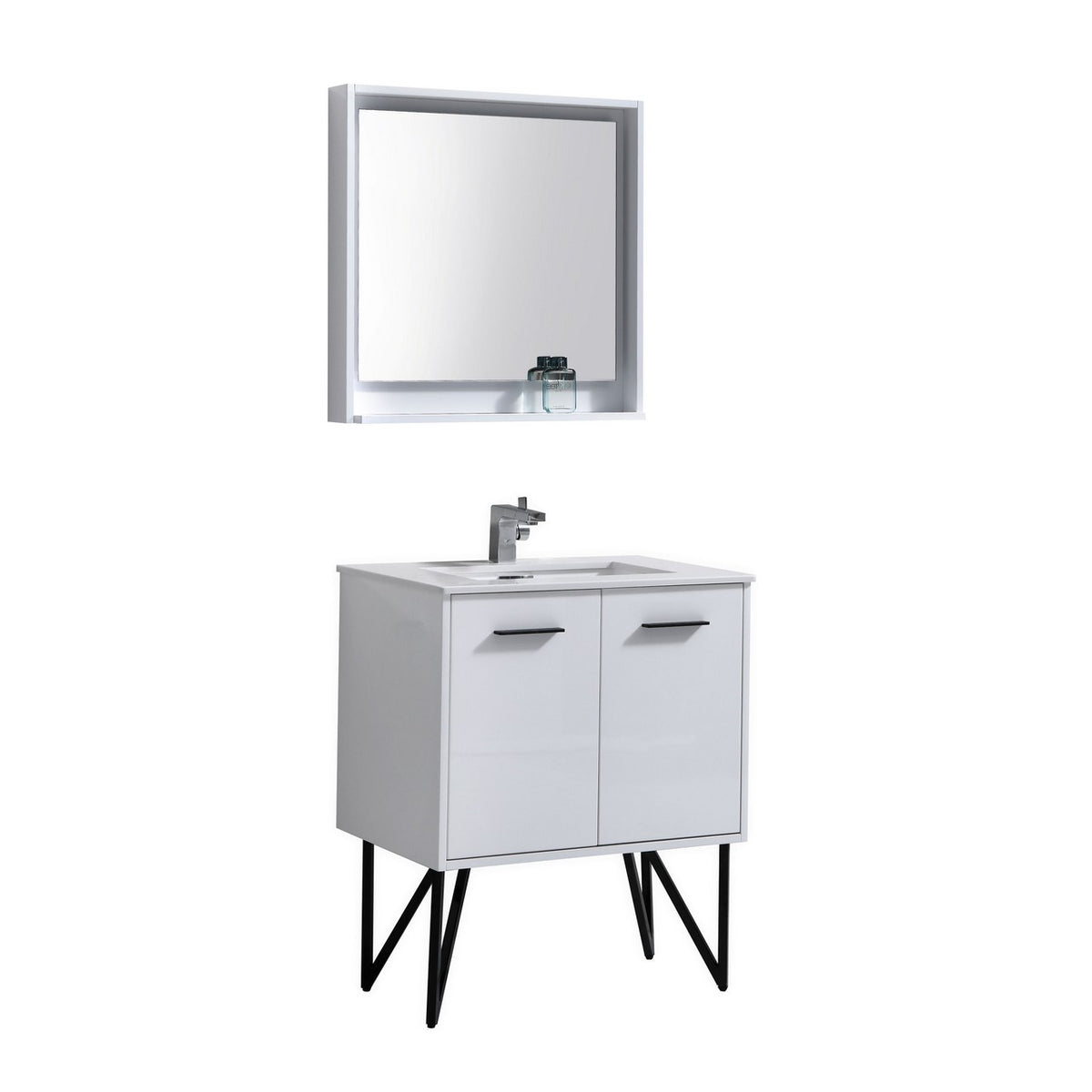 Kube Bath Bosco 30" Modern Bathroom Vanity w/ Quartz Countertop - Gloss White (KB30GW)