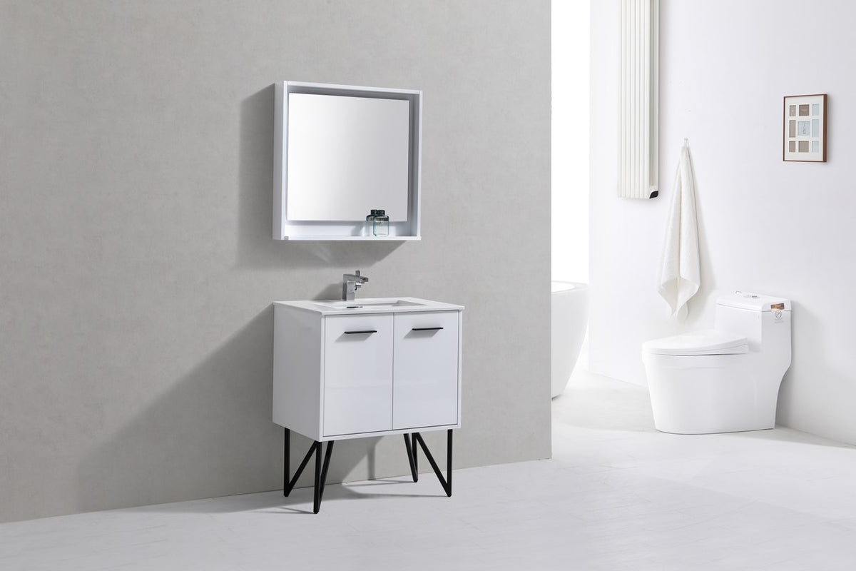 Kube Bath Bosco 30" Modern Bathroom Vanity w/ Quartz Countertop - Gloss White (KB30GW) view 2