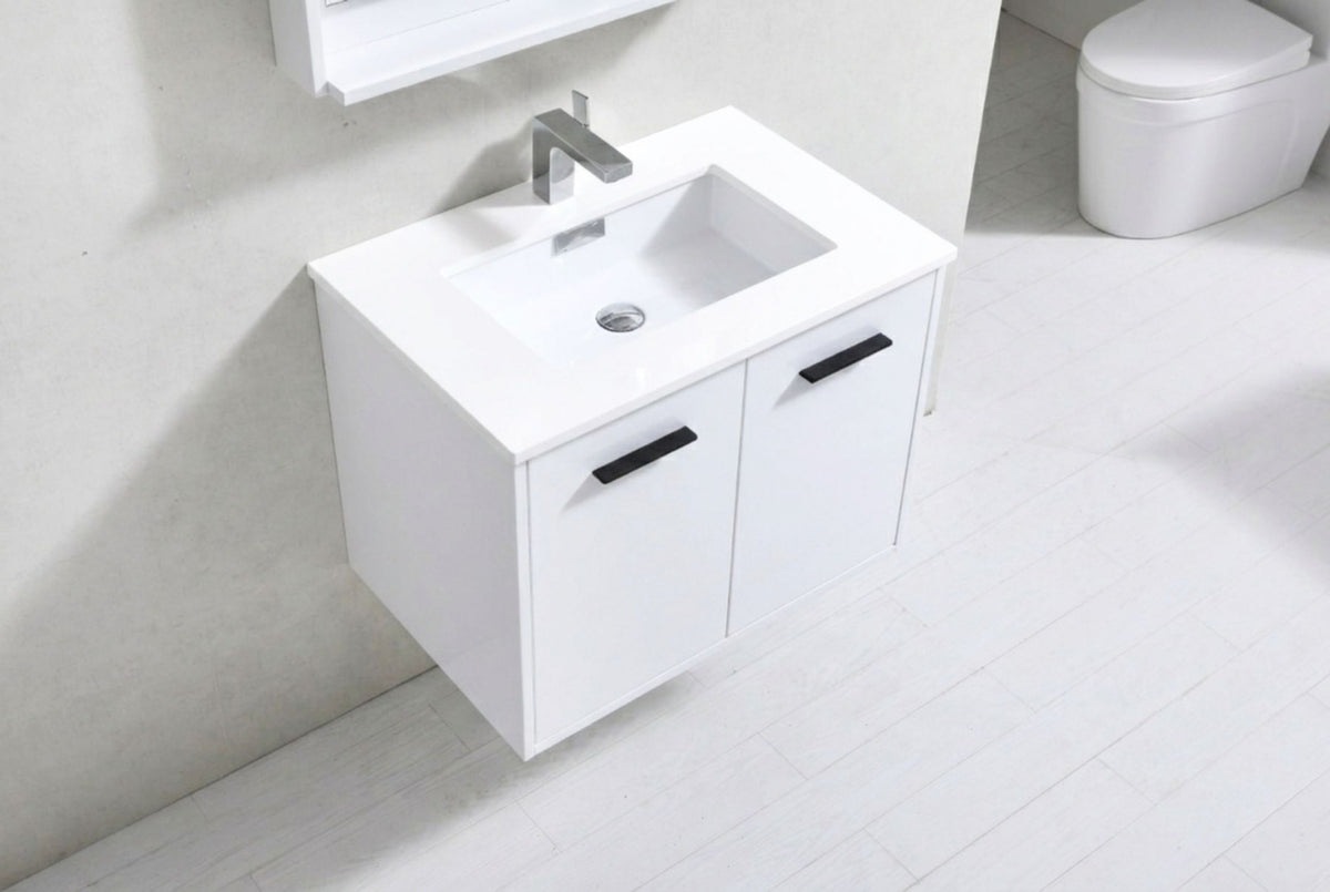 Kube Bath Bosco 30" Modern Bathroom Vanity w/ Quartz Countertop - Gloss White (KB30GW) view 9