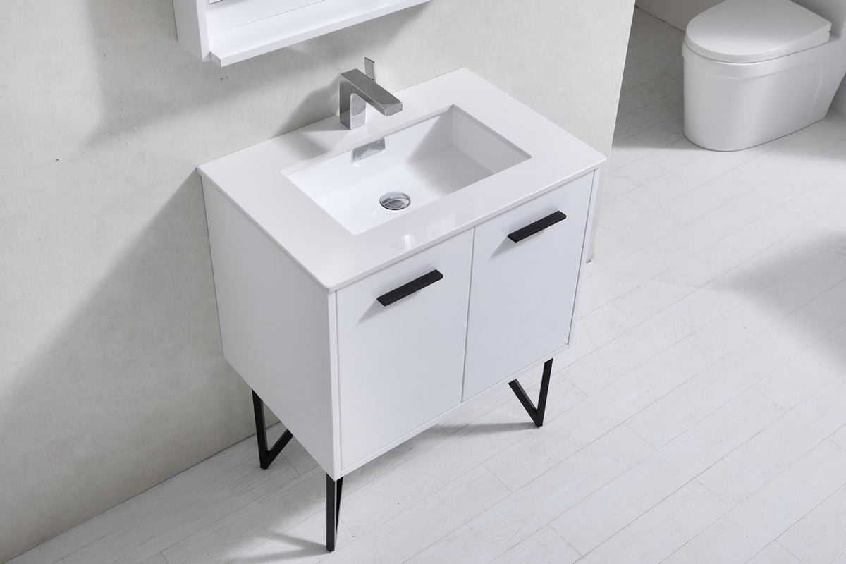 Kube Bath Bosco 30" Modern Bathroom Vanity w/ Quartz Countertop - Gloss White (KB30GW) view 4