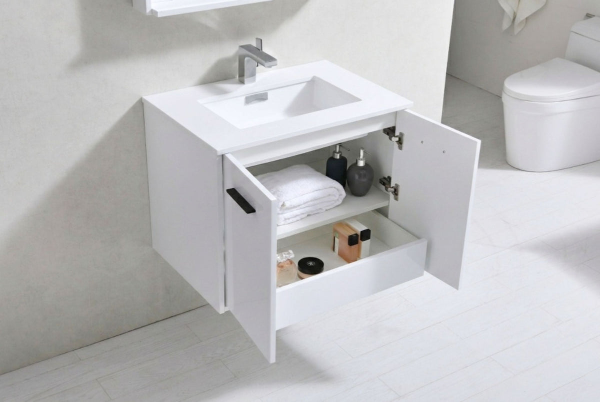 Kube Bath Bosco 30" Modern Bathroom Vanity w/ Quartz Countertop - Gloss White (KB30GW) view 10
