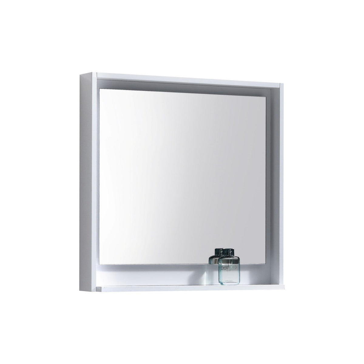 Kube Bath Bosco 30" Framed Mirror With Shelve - Gloss White (KB30GW-M)